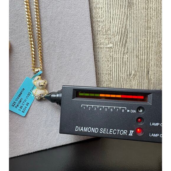 NWT Gold Vermeil Moissanite Teddy Bear on Bonus 19" Chain - Picture 5 of 6